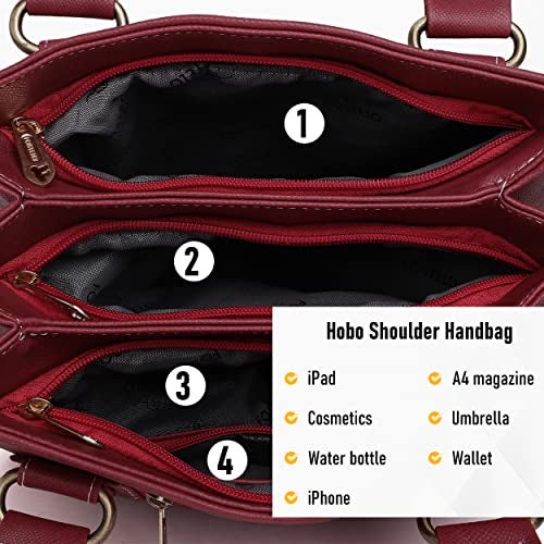 Fostelo Women's Bowie Satchel Tote Handbag for Women | Ladies Purse | Stylish Shoulder Bag | Gift For Women | Maroon - Image 5