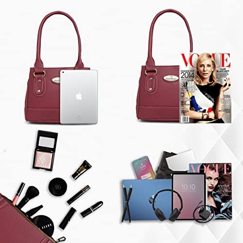 Fostelo Women's Bowie Satchel Tote Handbag for Women | Ladies Purse | Stylish Shoulder Bag | Gift For Women | Maroon - Image 4