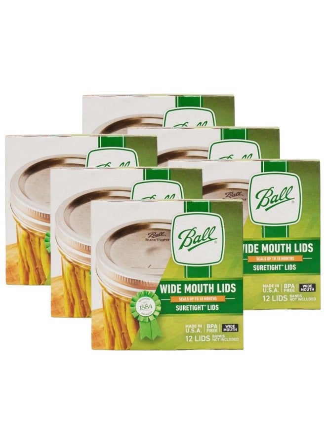 Ball Ball Wide Mouth Lids for Glass Mason Jars, Used for Canning, Pickling, Juice, Jam, Jelly 12-Count, Pack of 6 (72-Lids Total)  - Image 1