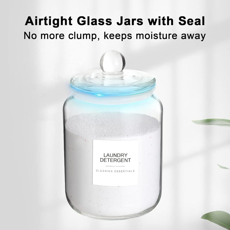 Mustry Glass Jars for Laundry Room Organization Jars Half Gallon Laundry Storage Glass Containers with Labels Organization with Lid for Laundry Detergent Laundry Pods Container, 2 Jars - Image 3