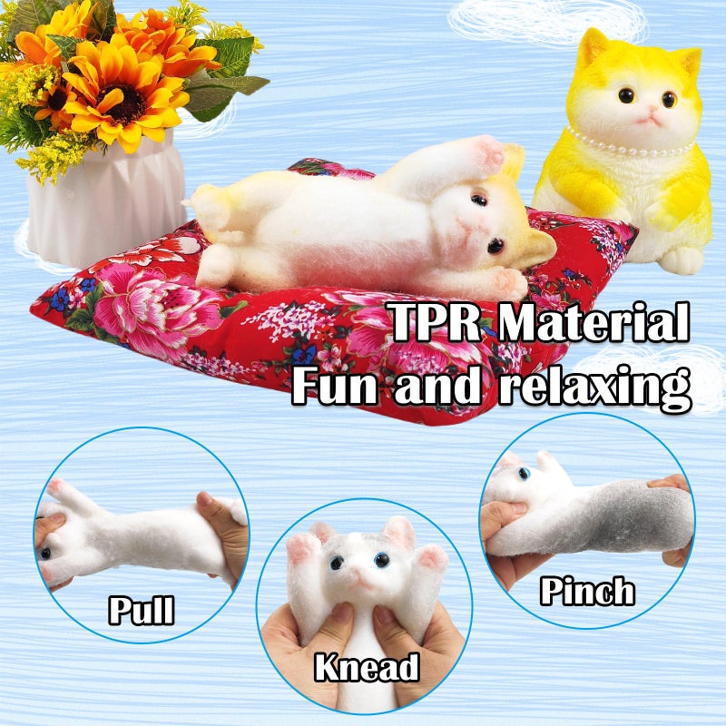 QOUXZ Hand Painted Cat Squishy Toysï¼ŒLarge Ultra Soft Kitty Squeeze Fidget Toys for Stress Relief ,Kawaii Squishies Sticky Animal Toys for Adults Kids,Decompression Sensory Balls Toys for Autism - Image 4