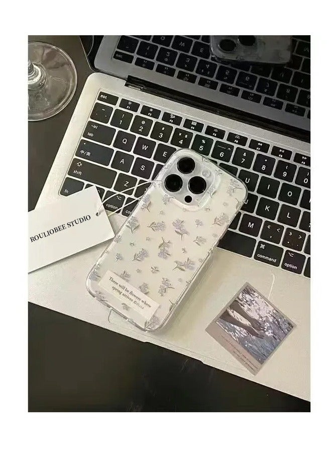 NIBEMINENT White Small Floral Pattern Protective TPU Case Cover For iPhone 16 Pro Max