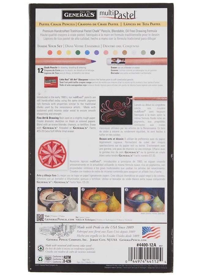 جينيرالز أقلام طباشير باستيل جنرال بينسل 4400-12A، 12 لونًا، متعدد الألوان، 7 × 1/4 × 1/4 بوصة - Image 2