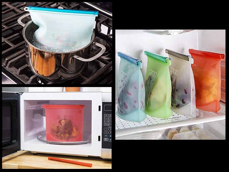 Gabbar LeakProof Multicolor Food Grade Silicone Made Food Storage Bag Reusable Ziplock Pack of 6 - Image 2