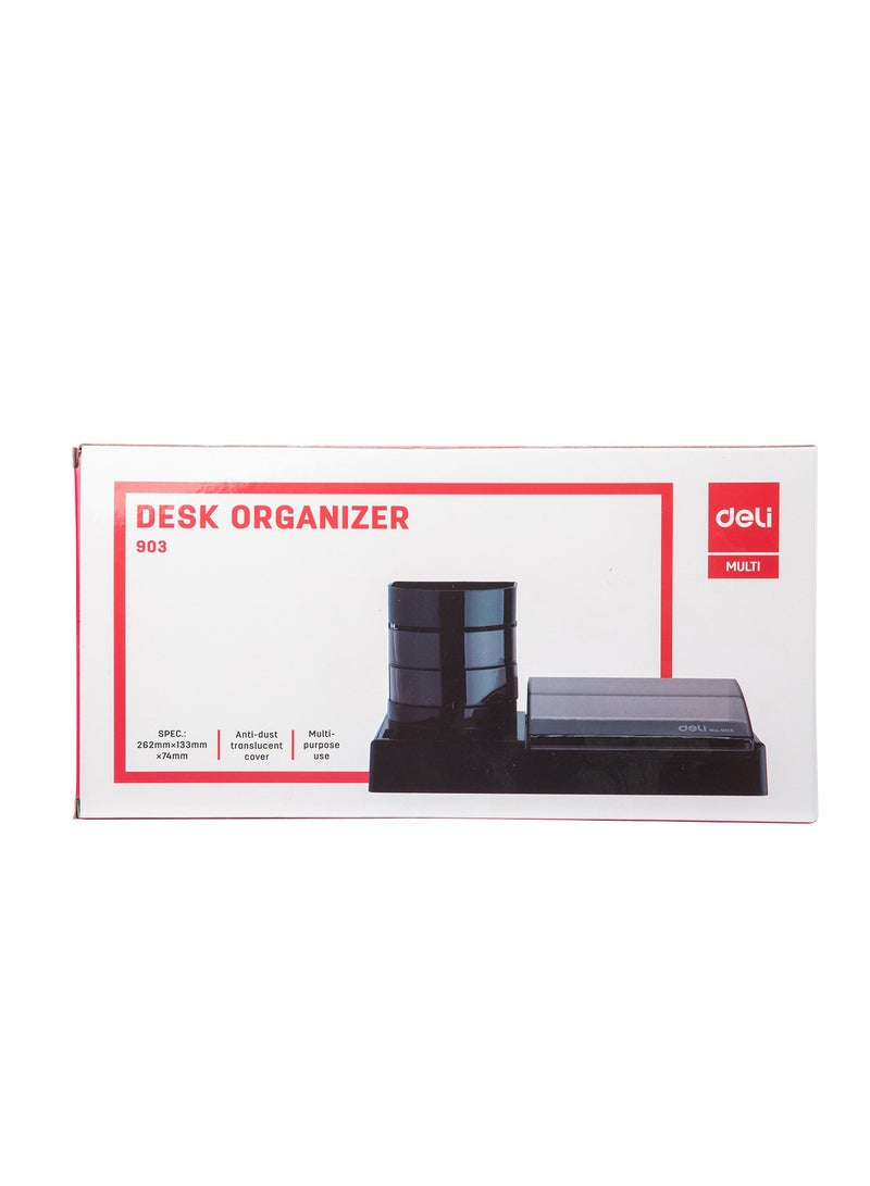 Deli E903 Desk Organizer - 262脳129脳115mm, Black - Image 4
