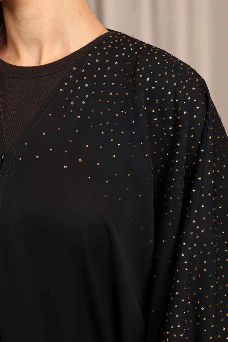 Nikias  Graceful Nida Bahraini Cut Abaya with Sparkling Crystal Work by Nikias for Women | Best Price UAE
