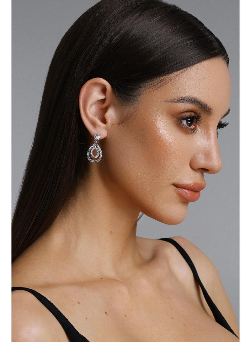 Bella Barnett Villa Double Layer Diamond Hollow Teardrop Drop Earrings