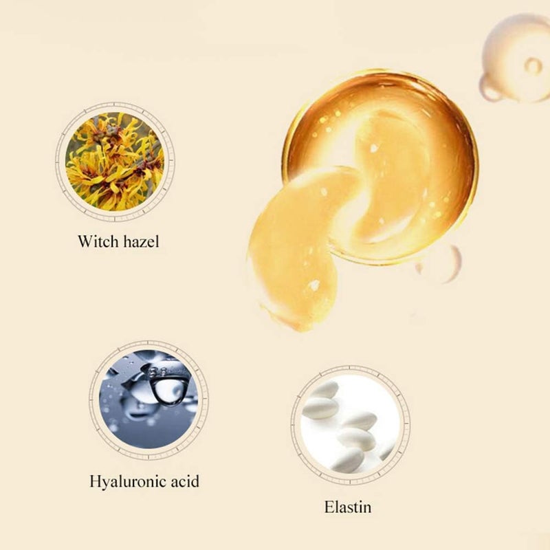 ويوبلز قناع للعين مضاد للشيخوخة والتجاعيد، جل ذهبي عيار 24، يزيل الهالات السوداء والانتفاخات تحت العينين، ويخفف الجفاف والتجاعيد حول العينين والخطوط الدقيقة، قناع مرطب للعين (4 أزواج) - Image 5