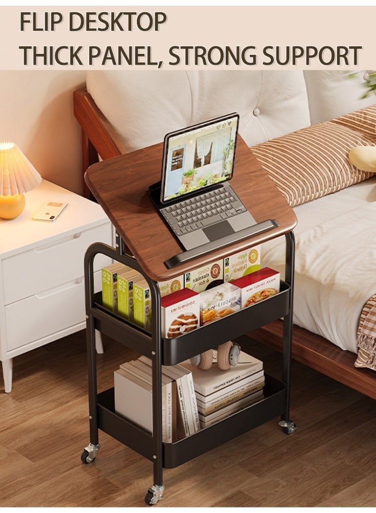 WOLFATION FOR YOU 3-Tier Foldable Rolling Utility Cart with Wooden Top Panel – Carbon Steel Storage Trolley wih 4 Swivel Wheels, Multi-Purpose Organizer for Kitchen, Office, Living Room, Bathroom - Image 4