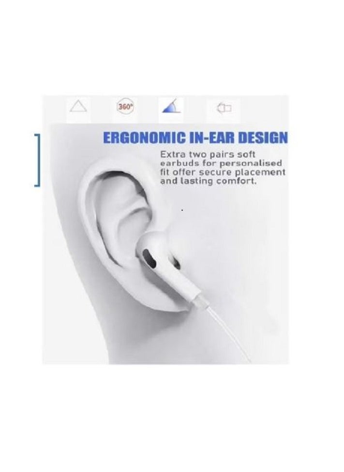 SmarTLink - Wired Stereo Earphones with Lightning Connector & Mic (White)Plug For iPhone with a tangle-resistant cable - Image 1