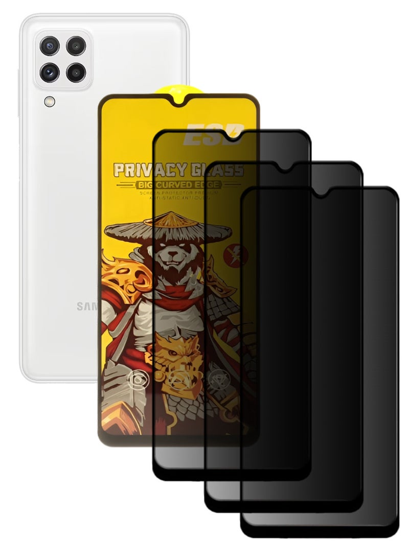 ESD 3 Pieces Tempered Dustproof Privacy Glass Screen Protector Compatible For Samsung Galaxy A22 4G - Image 1