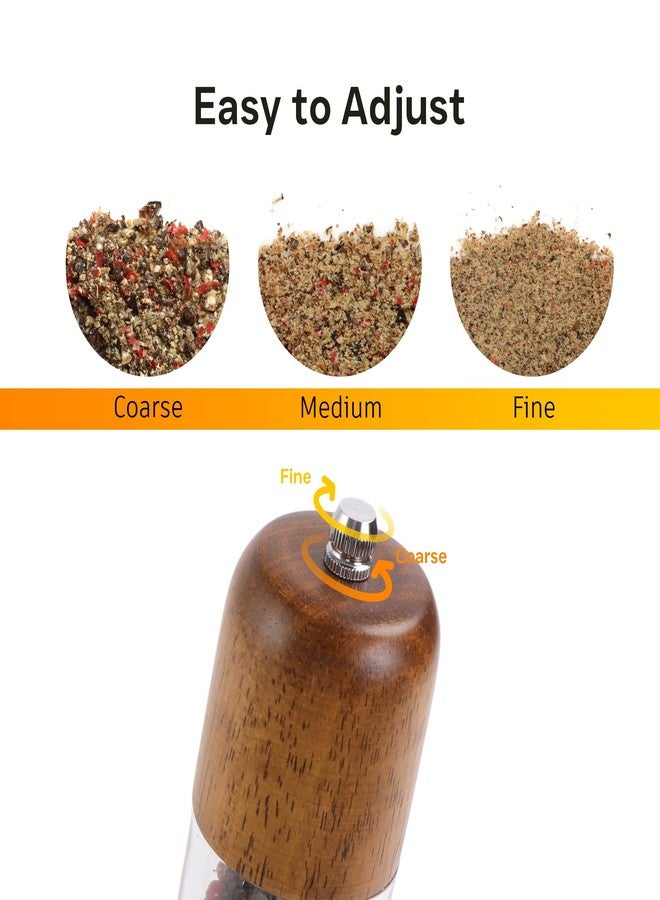 M JINGMEI Wood Salt and Pepper Grinder, Salt Grinder and Pepper Mill, Oak Wood Shakers with Adjustable Ceramic Grinders - 8 inches, 1 Pack - Image 3