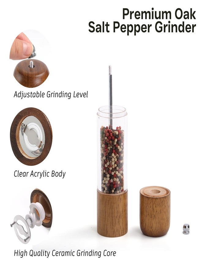 M JINGMEI Wood Salt and Pepper Grinder, Salt Grinder and Pepper Mill, Oak Wood Shakers with Adjustable Ceramic Grinders - 8 inches, 1 Pack - Image 2