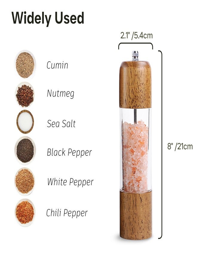 M JINGMEI Wood Salt and Pepper Grinder, Salt Grinder and Pepper Mill, Oak Wood Shakers with Adjustable Ceramic Grinders - 8 inches, 1 Pack - Image 4