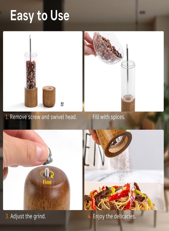 M JINGMEI Wood Salt and Pepper Grinder, Salt Grinder and Pepper Mill, Oak Wood Shakers with Adjustable Ceramic Grinders - 8 inches, 1 Pack - Image 5