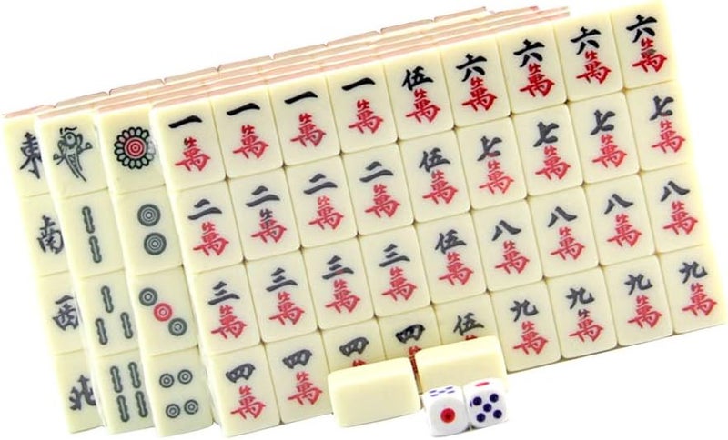 klarako Protable Standard Traditional Chinese Mahjong Game Travel Set 144 Tiles in Box Case Tile Games Toy - Image 2
