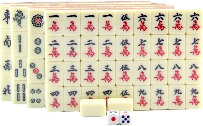 klarako Protable Standard Traditional Chinese Mahjong Game Travel Set 144 Tiles in Box Case Tile Games Toy - Image 1