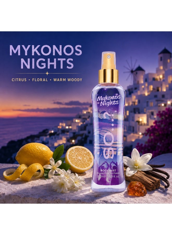 So..? SO…? Summer Escapes Mykonos Nights Body Mist for Women, Fruity Citrus & Sweet Vanilla Long-Lasting Fragrance Spray with Lemon, Mandarin & Jasmine, Perfume Gift for Women & Teen Girls, 200ml, Pack of 3 - Image 5