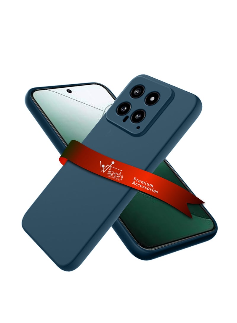 دبليو تيك غطاء حماية من السيليكون السائل الناعم لهاتف Xiaomi 14 5G 2023 باللون الأزرق الداكن - Image 1