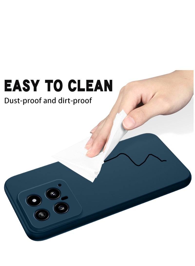 دبليو تيك غطاء حماية من السيليكون السائل الناعم لهاتف Xiaomi 14 5G 2023 باللون الأزرق الداكن - Image 4