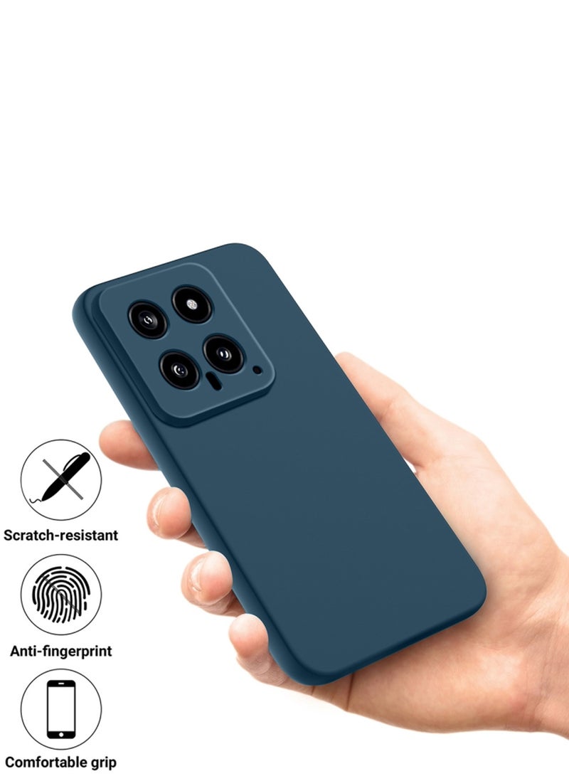 دبليو تيك غطاء حماية من السيليكون السائل الناعم لهاتف Xiaomi 14 5G 2023 باللون الأزرق الداكن - Image 2