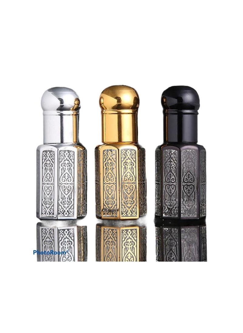 PARO OUD - 3ml Black 12pcs Fancy  Empty Glass Attar Bottle - Image 1