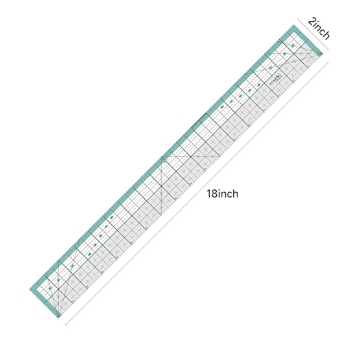 KEARING 18x2 Metal Edge Acrylic Quilting Ruler 3mm Thick with Laser Grid Sewing and Quilting Supplies with Cutting Edge NonSlip Backing for Rotary Cutter Fabric Cutting - Image 3