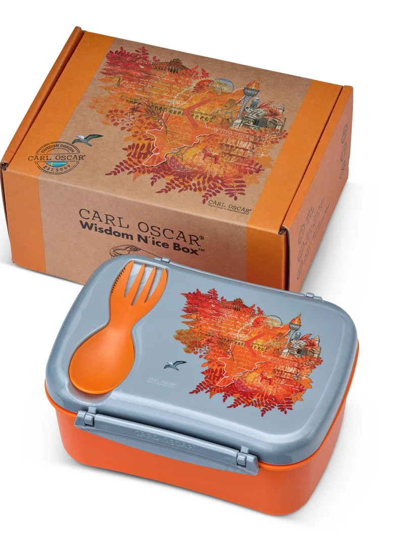 كارل أوسكار Wisdom Combo Pack - Fire  (Stainless steel Flask 0.5 L + Lunchbox  0.9L) Orange
