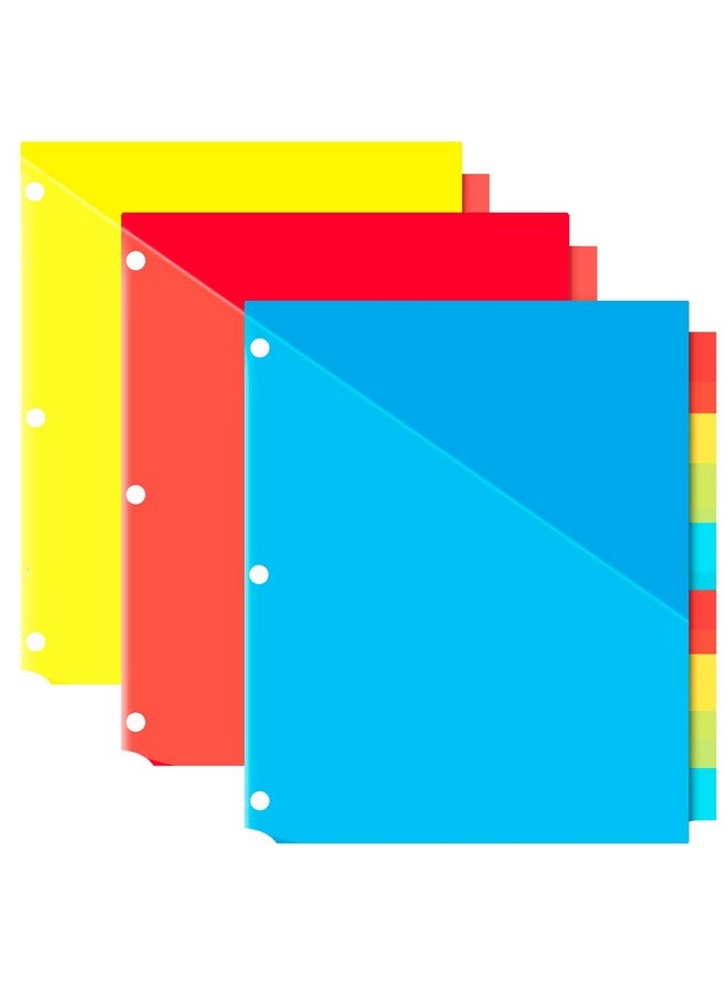 INFUN Plastic 8Tab Dividers With Two Pockets 3 Sets 24 Pcs Multicolor Binder Dividers With Pockets8 Tab Dividers For 3 Ring Binder - Image 1