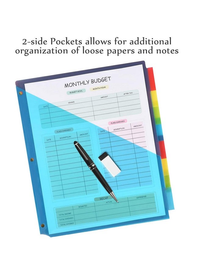 INFUN Plastic 8Tab Dividers With Two Pockets 3 Sets 24 Pcs Multicolor Binder Dividers With Pockets8 Tab Dividers For 3 Ring Binder - Image 4