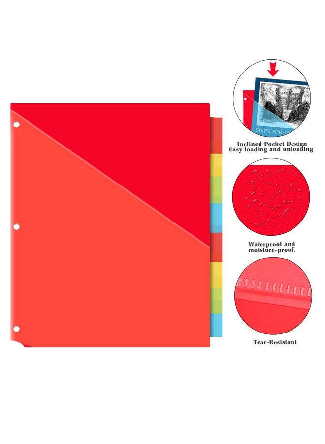 INFUN Plastic 8Tab Dividers With Two Pockets 3 Sets 24 Pcs Multicolor Binder Dividers With Pockets8 Tab Dividers For 3 Ring Binder - Image 2