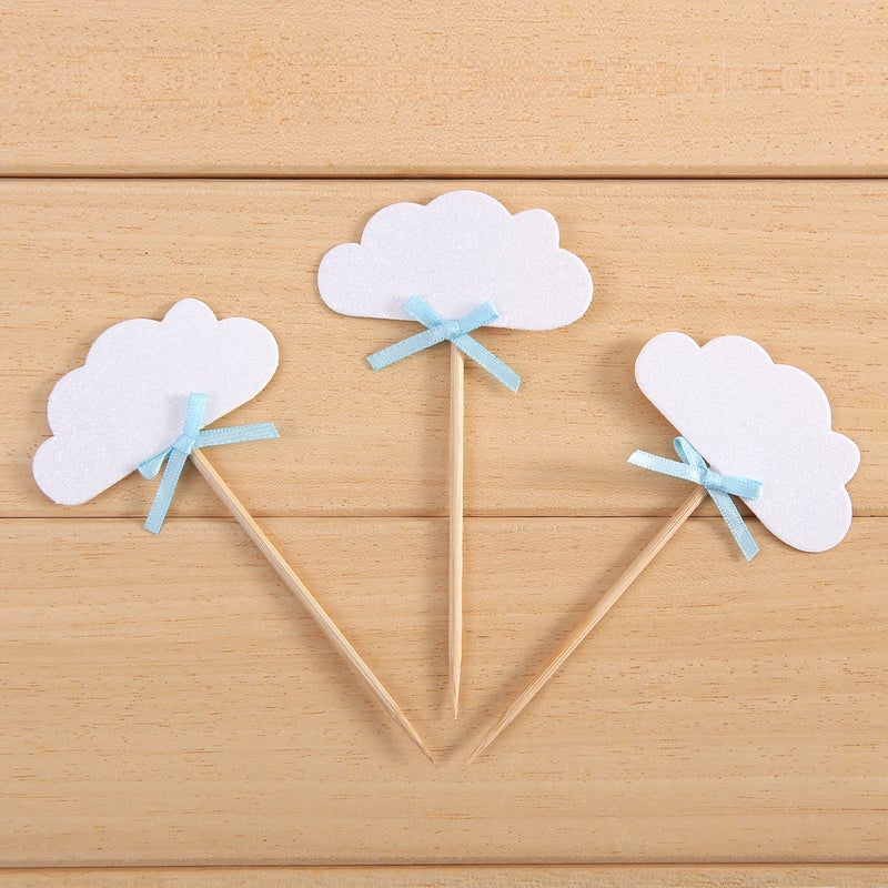 Giuffi 24 Pack White Cloud Cupcake Toppers Kids Birthday Party Decors by Giuffi - Image 4