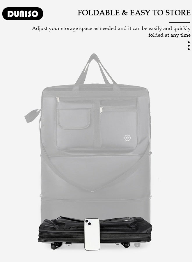 DUNISO Travel Duffle Bag Expandable Foldable Oxford Wheeled Rolling Duffel Bag Waterproof Lightweight Travel Luggage Bags with Wheels for Camping Hiking - Image 4