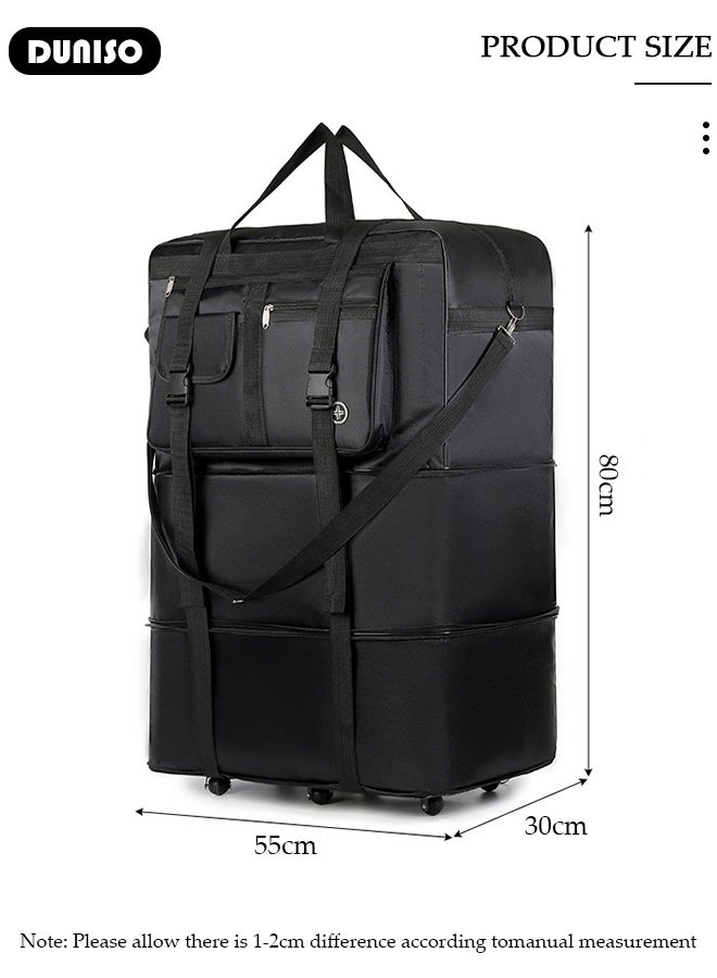 DUNISO Travel Duffle Bag Expandable Foldable Oxford Wheeled Rolling Duffel Bag Waterproof Lightweight Travel Luggage Bags with Wheels for Camping Hiking - Image 2