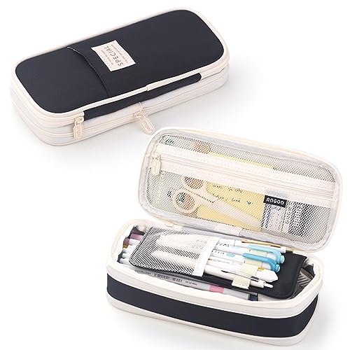iSuperb Foldable Pencil Case Zipper Big Capacity Aesthetic Canvas Pencil Pouch Compartments Stationery Organizers Pen Bag for Kids Girls Boys Teen Child Student School Supplies Makeup Bags - Image 1