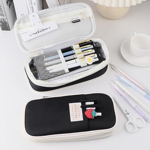 iSuperb Foldable Pencil Case Zipper Big Capacity Aesthetic Canvas Pencil Pouch Compartments Stationery Organizers Pen Bag for Kids Girls Boys Teen Child Student School Supplies Makeup Bags - Image 3
