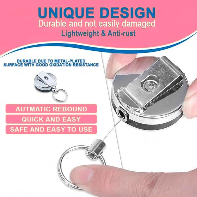 AccuPrints Pack of 2 Metal Badge Id Card Holders with Silicon Card Holder for Office Employee and Staff Retractable YOYO Badge Reel Steel and Black Lanyard for Id Cards - Image 4