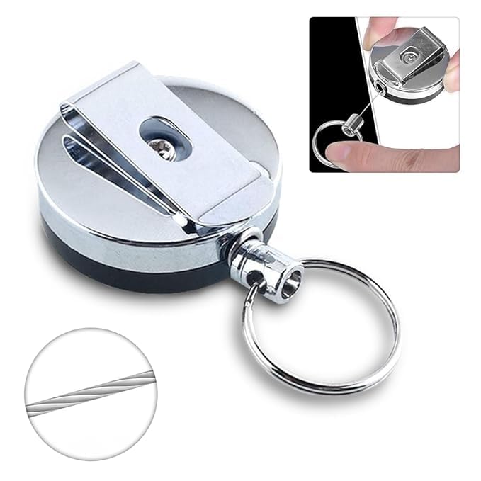 AccuPrints Pack of 2 Metal Badge Id Card Holders with Silicon Card Holder for Office Employee and Staff Retractable YOYO Badge Reel Steel and Black Lanyard for Id Cards - Image 2