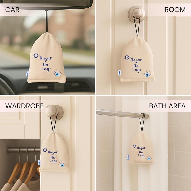 Haka Camphor Pouch –100% Pure Camphor | Multipurpose Natural Chemical Free Air Freshener for Car, Wardrobe, Bathroom & Room | Eco-Friendly Aroma Bag (Pack of 2) (Evil & Nazar, Natural) - Image 4