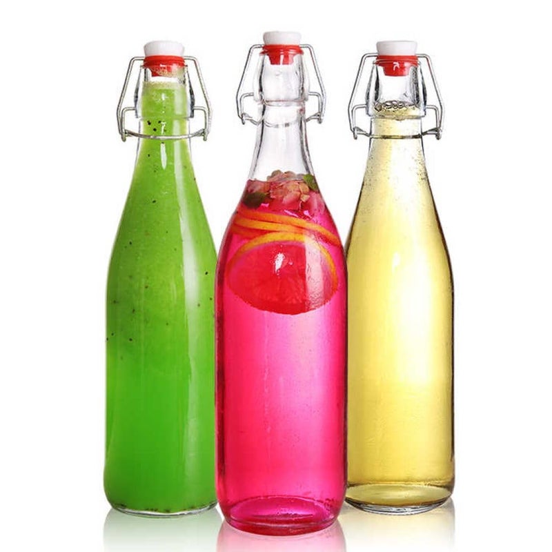 SkyKey Large Plain Glass Transparent Water Juice Bottle 2 Pcs 1 Ltr - Image 4