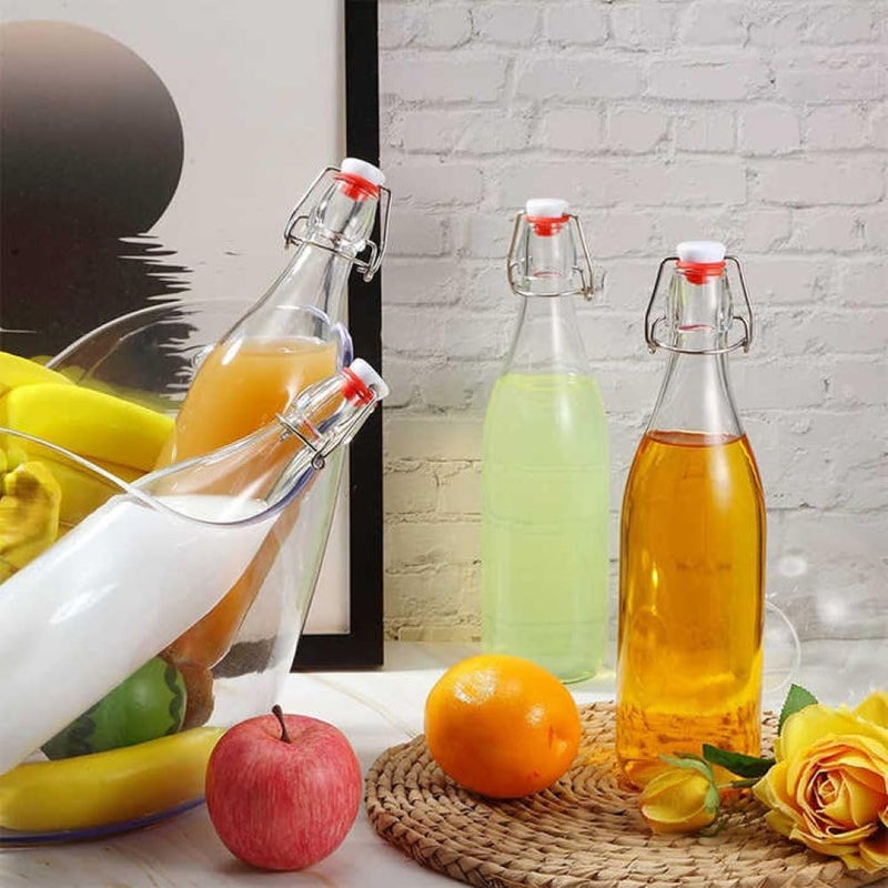 SkyKey Large Plain Glass Transparent Water Juice Bottle 2 Pcs 1 Ltr - Image 2