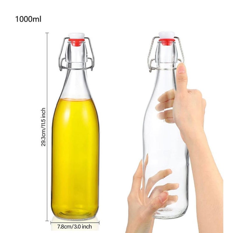 SkyKey Large Plain Glass Transparent Water Juice Bottle 2 Pcs 1 Ltr - Image 5
