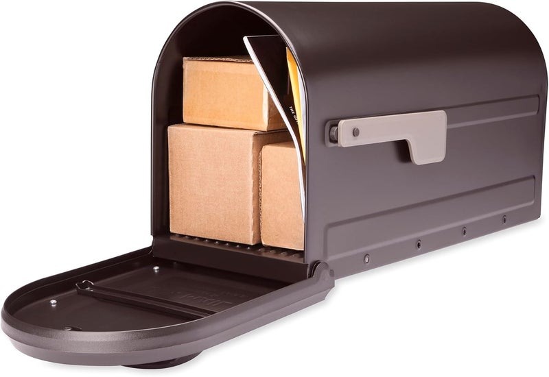 ARCHITECTURAL MAILBOXES Mapleton™ Heavy Duty Steel Metal Post Mounted Mail Box for Outside, Rubbed Bronze, Large Curbside Mailbox with Magnetic Latch - Image 3