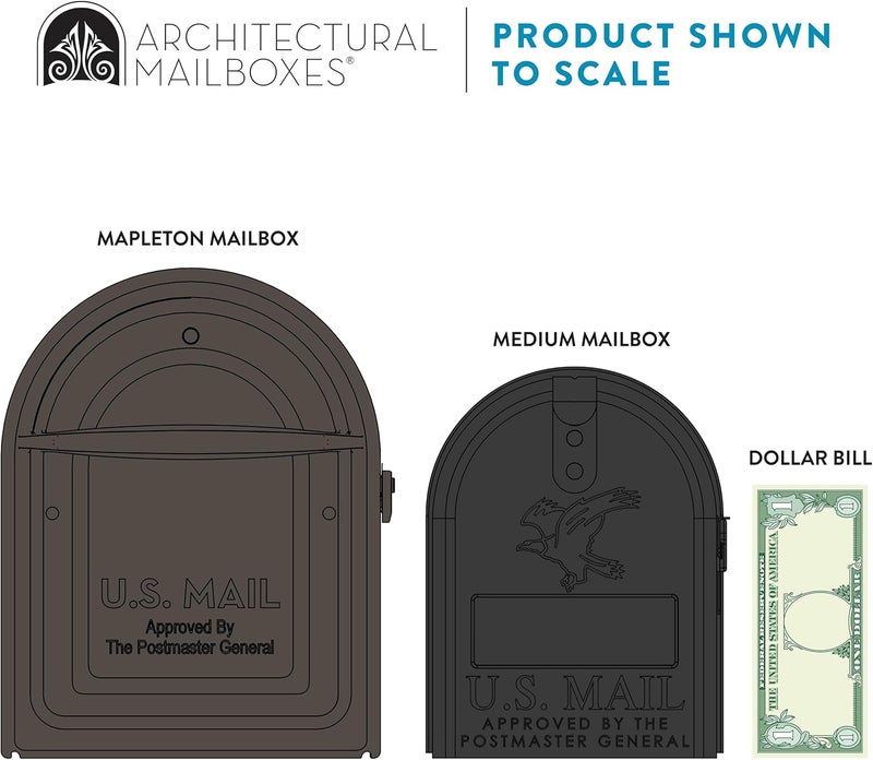 ARCHITECTURAL MAILBOXES Mapleton™ Heavy Duty Steel Metal Post Mounted Mail Box for Outside, Rubbed Bronze, Large Curbside Mailbox with Magnetic Latch - Image 4