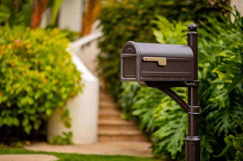 ARCHITECTURAL MAILBOXES Mapleton™ Heavy Duty Steel Metal Post Mounted Mail Box for Outside, Rubbed Bronze, Large Curbside Mailbox with Magnetic Latch - Image 2