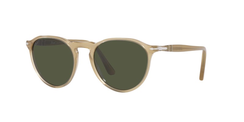 Persol PO3286S Round Sunglasses, Beige Opal/Green, 51 mm - Image 2