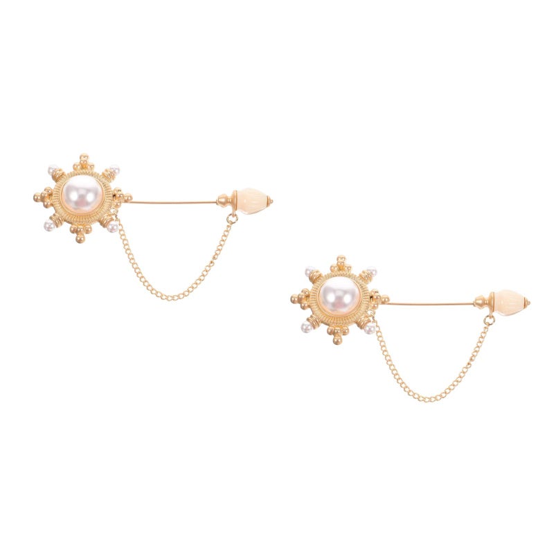 👕 دبوس ملابس بشكل تاج نحلة مزخرف ذهبي 2 قطعة - Image 1