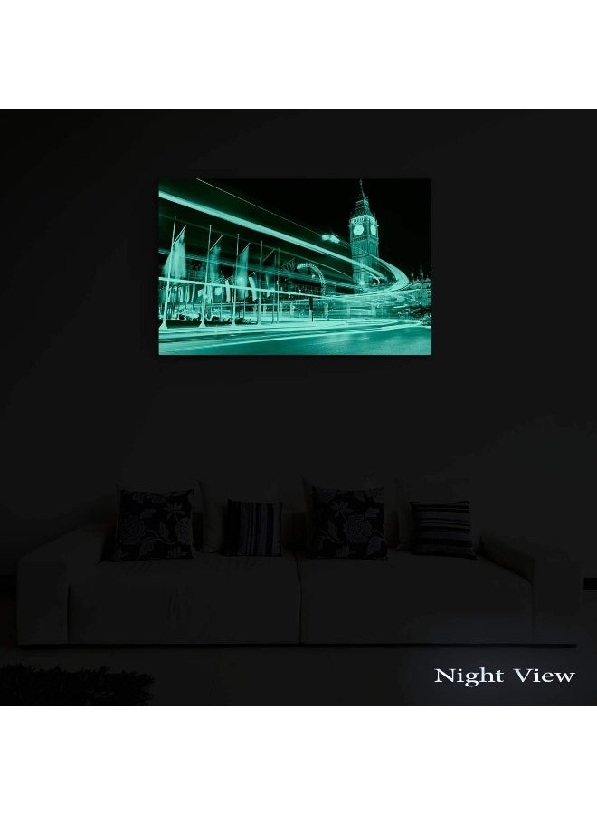 Startonight Canvas Wall Art Black and White Abstract Big Ben Lights London UK Europe - Large Framed 80 x 120 cm - Image 4