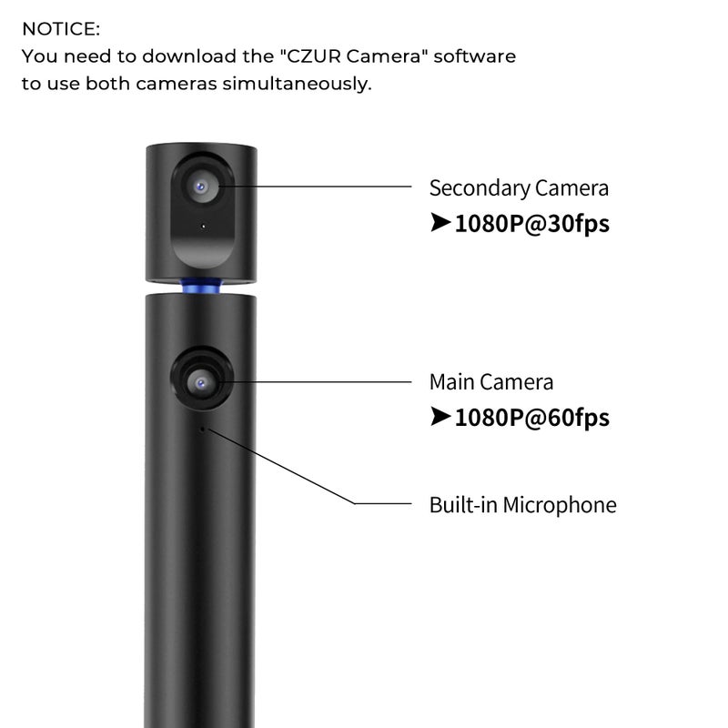 CZUR Halo X Pro Dual Webcam for PC, 1080P Web Camera with Microphone, USB Camera for Computer, 90Â° View, Plug & Play, Compatible with Windows&Mac, for TikTok/YouTube/Yahoo Messenger - Image 2