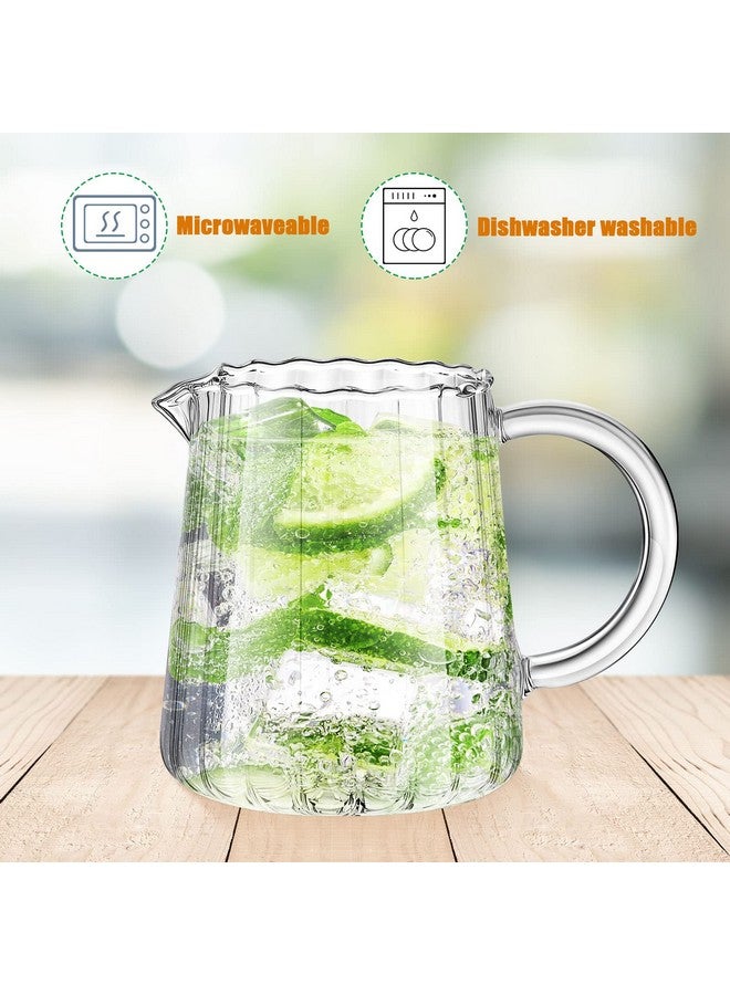 Leinuosen 2 Pcs Glass Pitcher Elegant Shaped Glass Creamer Pitcher Glass Tea Pitcher Coffee Milk Creamer Pitcher Creative Milk Frothing Pitcher Milk Frother Cup Creamer Jug (Wave Style,250 ml) - Image 3